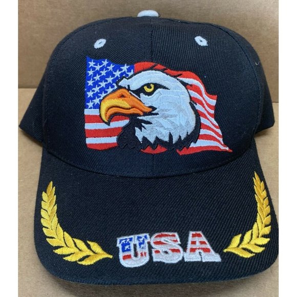 Mens USA Adjustable Baseball Sam’s Cap Hat Bald Eagle American Flag Patriot - Picture 1 of 6